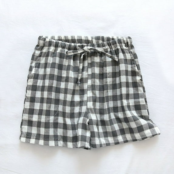 Miqool Cotton Plaid Pajama Shorts for Women Loose Comfort Elastic Waist Summer Lounge Sleep Shorts Pj Bottoms