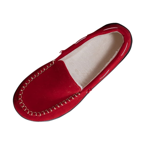 Miqool Cozy Fleece Lined Moccasin Slippers for Women, Suede-Like Slip-On Shoes with Contrast Stitching
