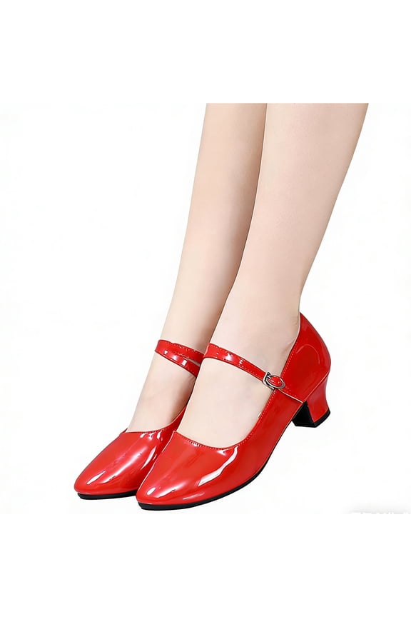 Dance Shoes for Women Patent Leather Mary Jane Dancing Heels Ankle Strap Character Shoes for Ballroom Salsa Tango Flamenco Latin Wedding