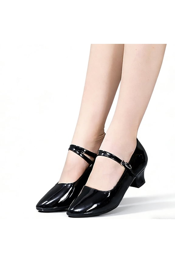 Dance Shoes for Women Patent Leather Mary Jane Dancing Heels Ankle Strap Character Shoes for Ballroom Salsa Tango Flamenco Latin Wedding