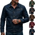 thumbnail image 1 of Miqool Denim Jacket for Men Button Down Long Sleeve Trucker Jean Jacket Casual Workwear Coat with Pockets, 1 of 7