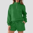 thumbnail image 1 of Miqool Fall Outfits for Women Fashion Quarter Zipper Sweatshirt Shorts Sweatsuits 2 Piece Set Tracksuit S-XXL, 1 of 7
