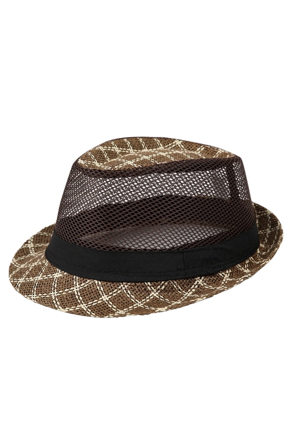 Fedora Hat for Men & Women 1920s Short Brim Summer Beach Mesh Panama Cap Jazz Cap Party Favors Costume Props Supplies