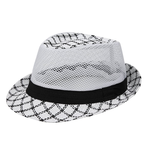 Miqool Fedora Hat for Men & Women 1920s Short Brim Summer Beach Mesh Panama Cap Jazz Cap Party Favors Costume Props Supplies