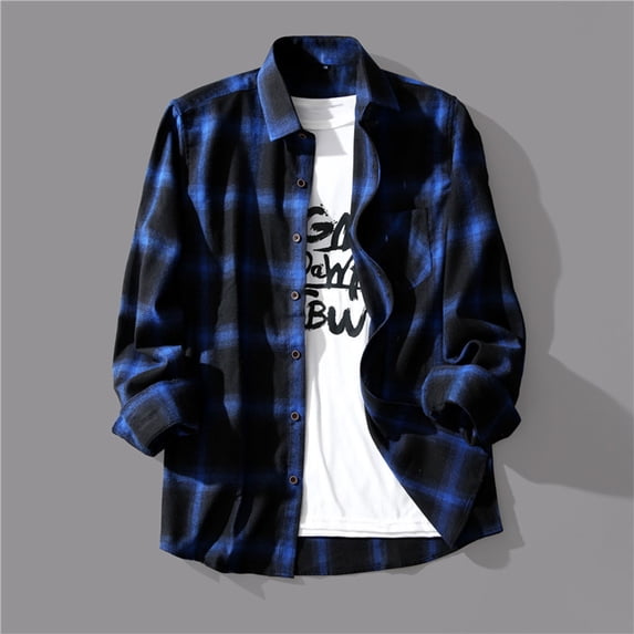Miqool Flannel Shirt for Mens Loose Fit Long Sleeve Casual Button Down Business Work Plaid Shirts