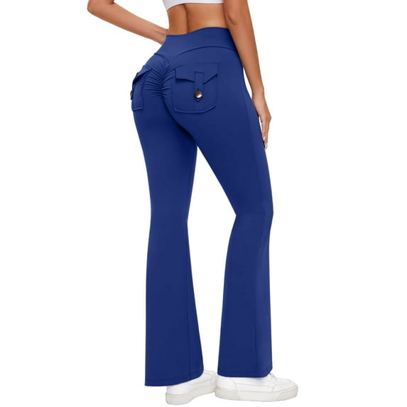 Miqool Flare Leggings for Women, High Waisted Tummy Control Butt Lifting Stretchy Bootcut Yoga Pants Gym Athletic Workout Bell Bottom Leggings with Pockets
