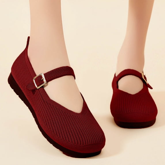 Miqool Flats for Women Round Toe Barefoot Mary Jane Flats Slip On Washable Casual Work Office Dressy Shoes