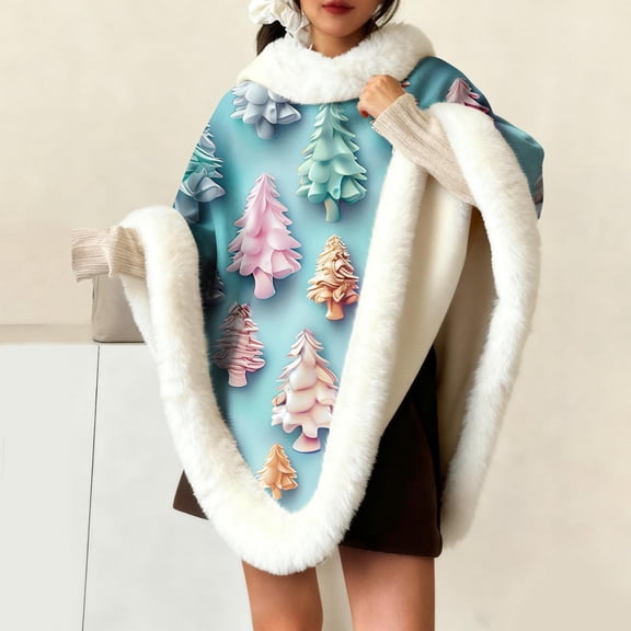 Miqool Fleece Wearable Blanket for Women Comfy Christmas Poncho Shawls Throw Plush Sleeveless Blankets Cape Wrap Cover for Fall Winter