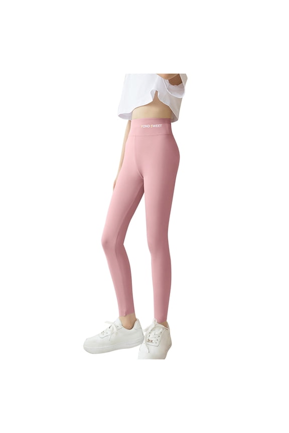 Girls Athletic Leggings Kids Teens High Waisted Dance Workout Running Yoga Pants Ankle Length Tights for 3-16 Years
