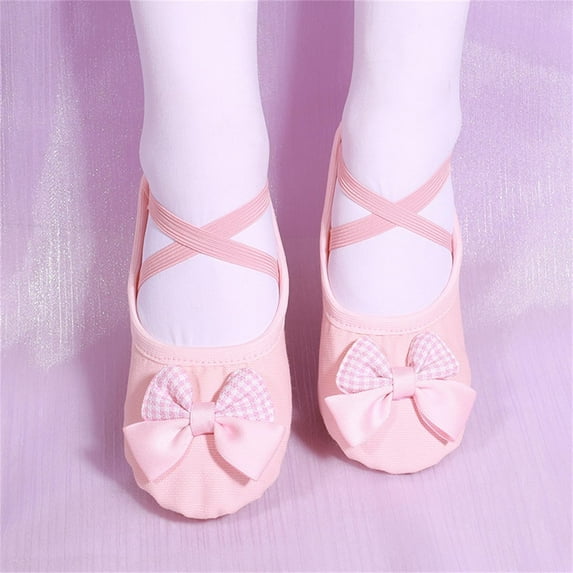 Miqool Girls Ballet Shoes Split-Sole Dance Slippers Toddler Kid Practice Shoes Flats Soft Lightweight with Elastic Laces for Gymnastics Yoga