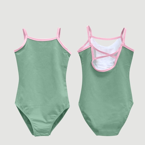 Miqool Girls' Camisole Dance Leotard with Adjustable Cross Straps Ballet Soft Undergarment for Toddler Kids