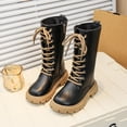 thumbnail image 1 of Miqool Girls Knee High Boots with Side Zipper Lace Up Fashion Comfortable Round Toe Low Heel Riding Boots Winter Fall Tall Boots, 1 of 9