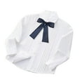 thumbnail image 1 of Miqool Girls Long Sleeve Dress Shirts with Bowtie Button Down Pleated School Uniform Shirt Collared White Blouses for Kids 4-16 Years, 1 of 2