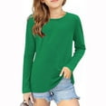 thumbnail image 1 of Miqool Girls Long Sleeve Shirts Kids Solid Color Crewneck Tunic Tops for Leggings Dressy Casual Fall Blouses Size 3-13 Years, 1 of 5