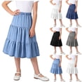 thumbnail image 1 of Miqool Girls' Maxi Skirts 4-15Y Elastic High Waist Tiered Ruffle Hem Pleated Long Flowy Casual Summer Boho Skirts, 1 of 9