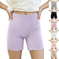 thumbnail image 1 of Miqool Girls Ribbed Knit Bike Shorts Stretch 2-13 Years Anti-Chafe Undershorts Casual Soft Elastic Bow Waist Ruffle Hem Shorts, 1 of 6