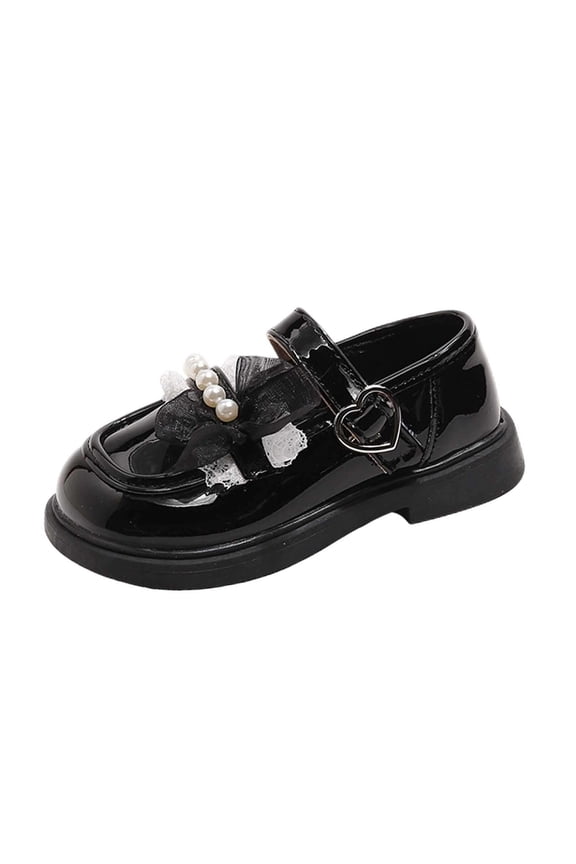 Girls Slip On Flat Shoes Mary Jane Bow Heart Soft Sole Casual Outdoor School Footwear