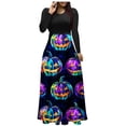thumbnail image 1 of Miqool Halloween Costumes for Women Crew Neck Long Sleeve Maxi Dress Slim Fit Party Graphic Dress Casual Long Dresses, 1 of 4