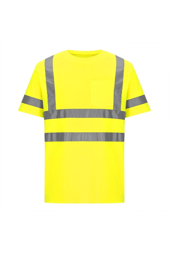 High Visibility Safety T Shirts with Reflective Strips and Pocket Short Sleeve Breathable Quick Dry Hi Vis Reflective Construction Warehouse Work Shirts