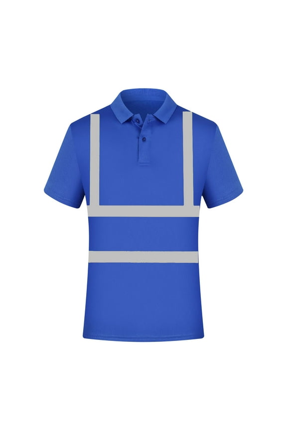 High Visibility Shirts for Men Hi Vis Reflective Safety Construction Shirts Short Sleeve Collared Work Shirts with Reflective Strips and Pocket