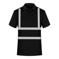 Miqool High Visibility Shirts for Men Hi Vis Reflective Safety Construction Shirts Short Sleeve Collared Work Shirts with Reflective Strips and Pocket