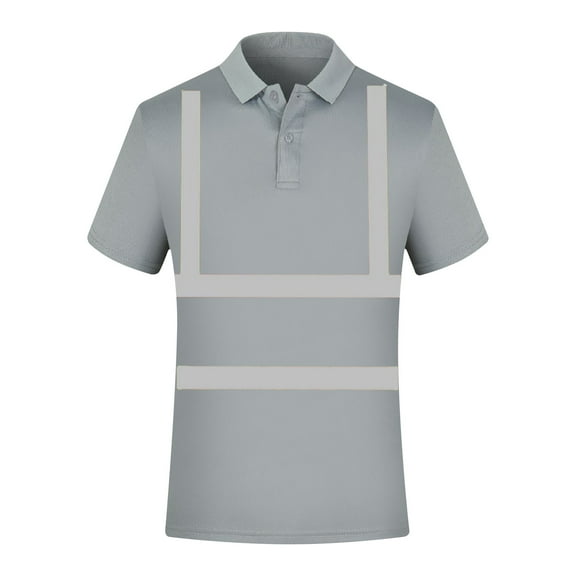 Miqool High Visibility Shirts for Men Hi Vis Reflective Safety Construction Shirts Short Sleeve Collared Work Shirts with Reflective Strips and Pocket