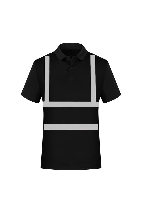 High Visibility Shirts for Men Hi Vis Reflective Safety Construction Shirts Short Sleeve Collared Work Shirts with Reflective Strips and Pocket