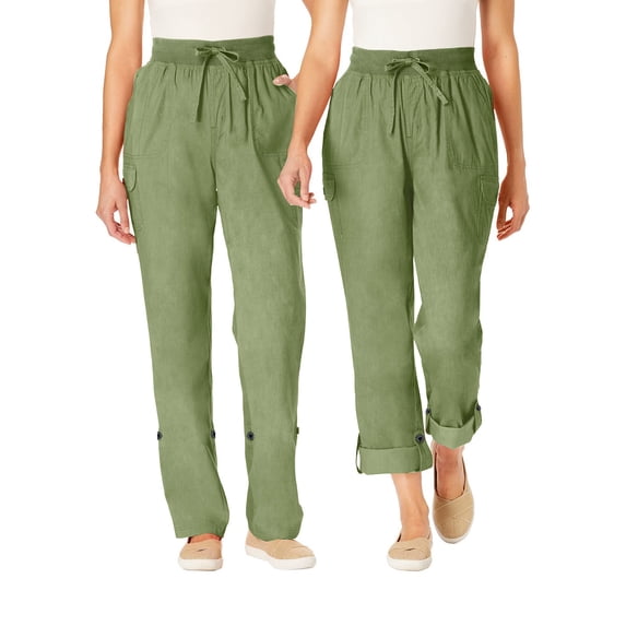 Up to 40% off Miqool Hiking Cargo Pants for Women, High Waisted Lightweight Straight Wide Leg Stretch Camping Work Travel Pants Casual Loose Comfy Baggy Joggers with 6 Pockets