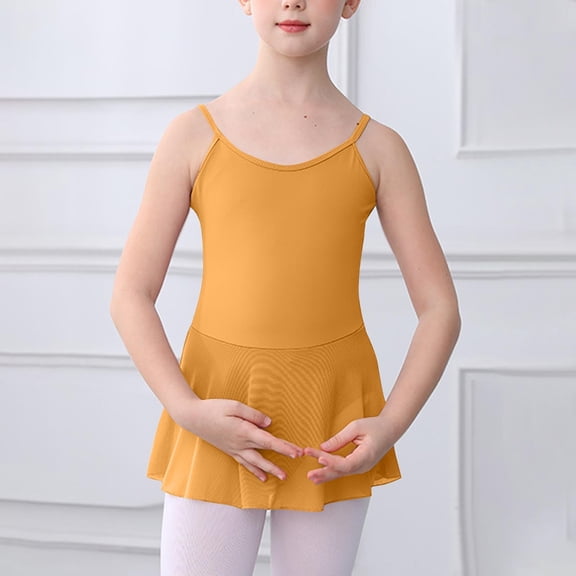Miqool Kids Girls Camisole Gymnastic Skirted Leotard Lyrical Contemporary Ballet Dance Outfits Dancewear