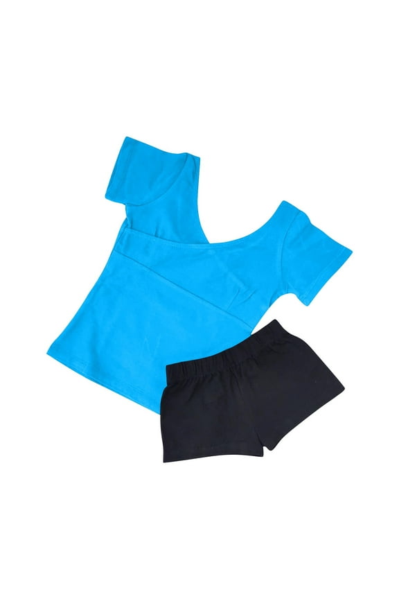 Kids Girls' Two-Piece Sport Dance Outfit Crop Top with Booty Shorts Gymnastics Leotard Dancing Clothes