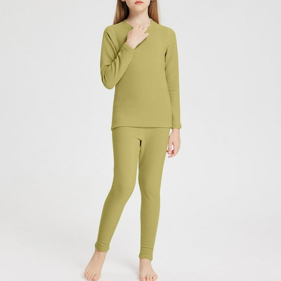 Miqool Kids Thermal Underwear Long Johns for Boys Girls 2 Piece Base Layer Toddler Soft Thermal Set