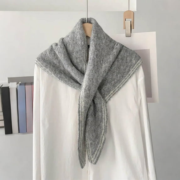 Miqool Knit Triangle Scarf for Women Head Scarf Neckerchief Vintage Accessories Streetwear