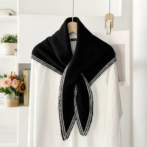 Miqool Knit Triangle Scarf for Women Head Scarf Neckerchief Vintage Accessories Streetwear