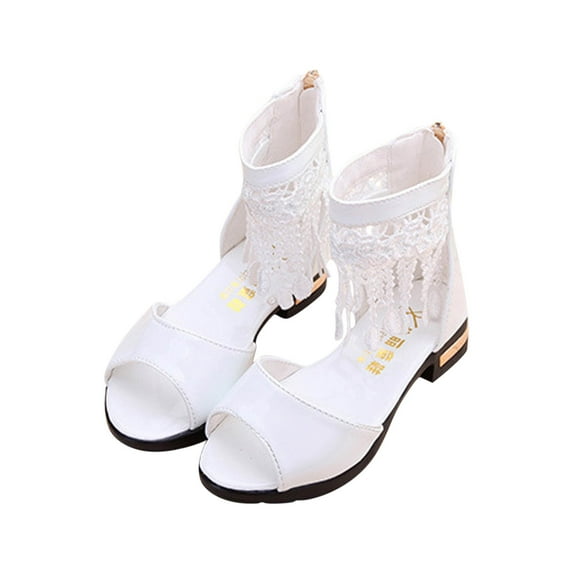 Miqool Little Kids Girls Dress Pumps Open Toe Dance Performance Heels Sandals Flower Girl Wedding Party Princess Dress Shoes