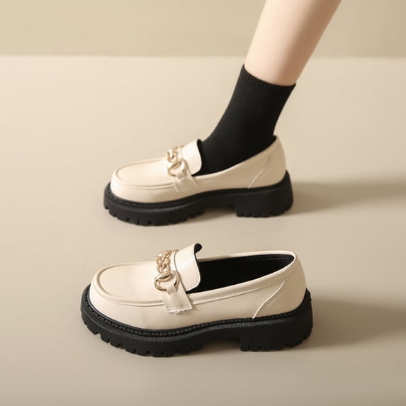 Miqool Loafers for Women Flat Chunky Comfortable Slip-On Loafers Fashion Business Work Dressy Casual Shoes