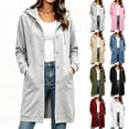 thumbnail image 1 of Miqool Long Hoodies for Women Long Sleeve Button Down Sweatshirts Drawstring Casual Fall Winter Track Jackets with Pockets, 1 of 8
