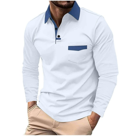 Miqool Long Sleeve Golf Shirts for Men Moisture Wicking Quick Dry UPF 50+ Sun Protection Golf Shirts Business Casual Collared Tennis Shirts with Pocket
