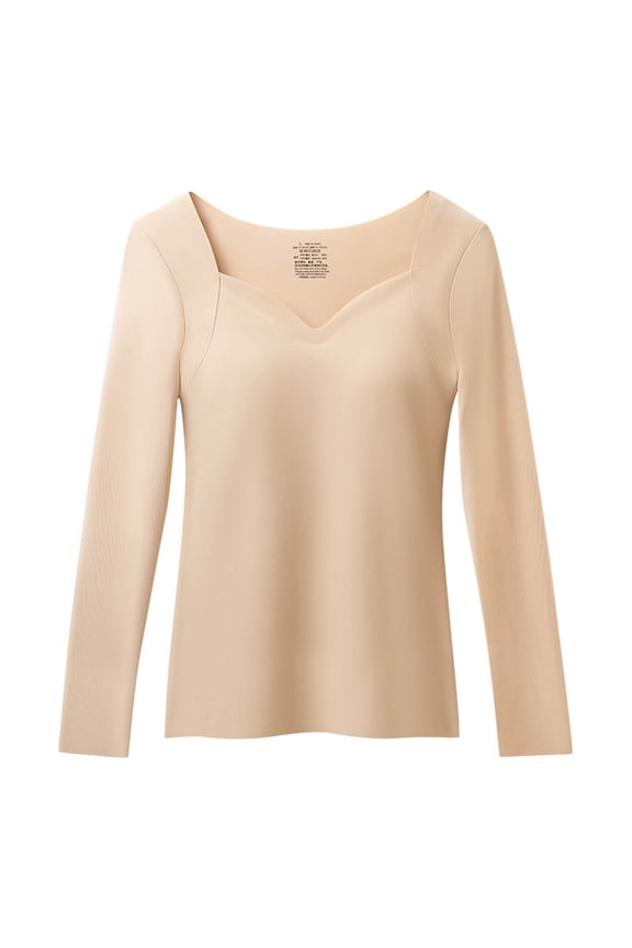 Long Sleeve Shirts for Women V Neck Double Lined Seamed Cup Going Out Tops Casual Slim Fit Blouse Tops