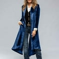 thumbnail image 1 of Miqool Long Velvet Cardigan for Women Elegant Open Front Long Sleeve Loose Jacket Outerwear Back Split Duster Coat with Pockets, 1 of 8