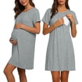 thumbnail image 1 of Miqool Maternity Nursing Nightgown 3 in 1 Labor/Delivery/Hospital Gown Maternity Breastfeeding Dress Short Sleeve Sleepwear, 1 of 8