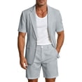 thumbnail image 1 of Miqool Men's 2-Piece Shorts Suits Slim Fit Short Sleeve Blazer Jacket and Shorts Set Casual Prom Summer Beach Wedding Tuxedos, 1 of 9