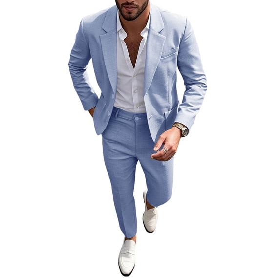 Miqool Men's 2-Piece Slim Fit Suits Casual Lightweight Notch Lapel Blazer Jackets and Dress Pants Set for Wedding Prom Party Business