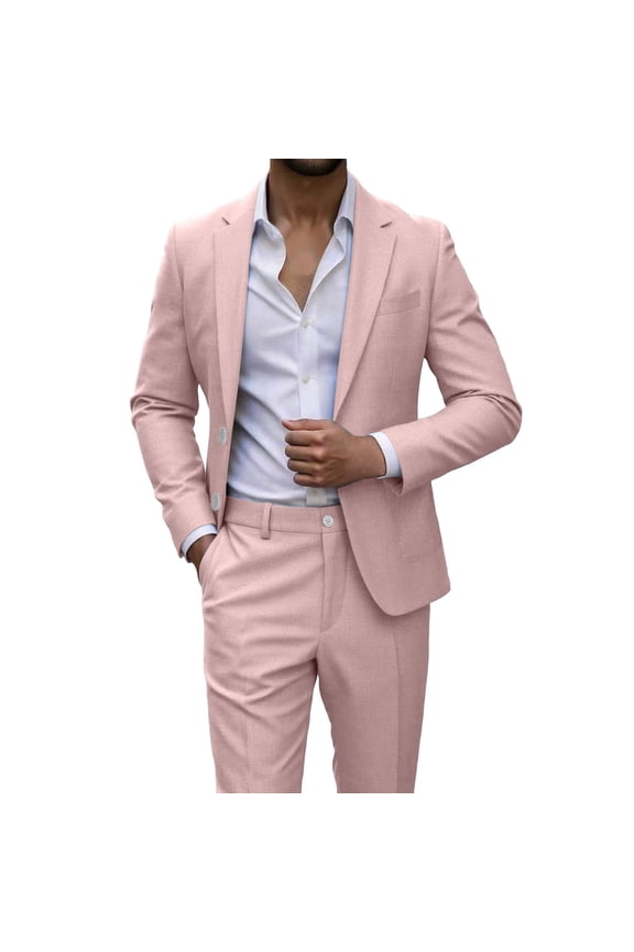 Men's 2 Piece Suits Slim Fit Two Button Blazer Jacket Pants Tuxedo Set for Party, Wedding and Business