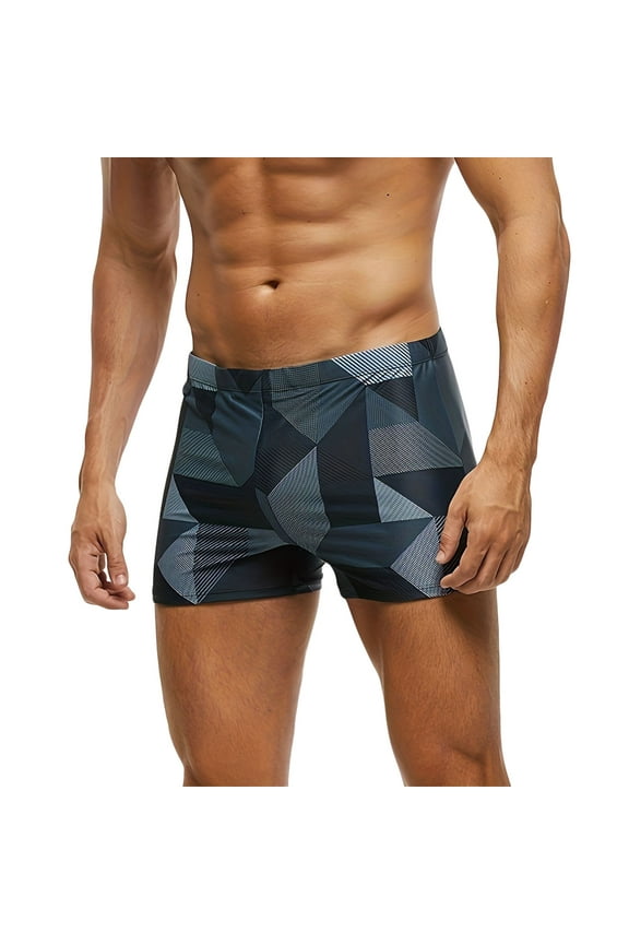 Men's Athletic Swim Jammers Quick Dry Compression Square Leg Swim Briefs Swimsuits Swim Trunks Swimwear (Black, L)