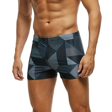 Miqool Men's Athletic Swim Jammers Quick Dry Compression Square Leg Swim Briefs Swimsuits Swim Trunks Swimwear (Black, M)