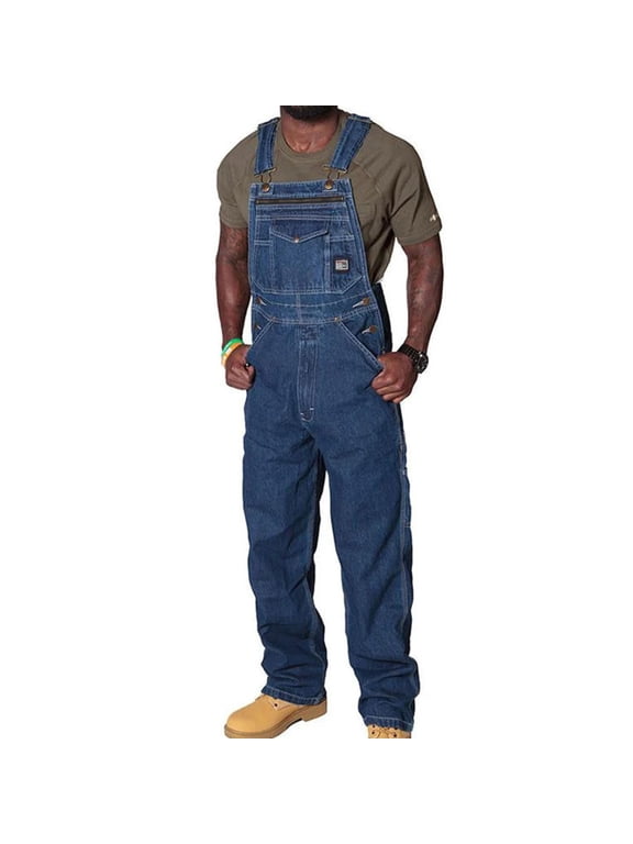 Men's Big & Tall Denim Bib Overall, Classic Overalls Workwear Lightweight Stretch Jeans Jumpsuit with Adjustable Straps and Convenient Tool Pockets