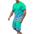 thumbnail image 1 of Miqool Men's Big & Tall Gradient Color Short Sets 2 Piece Outfits Short Sleeve T Shirt & Shorts Casual Summer Tracksuits with Pockets, 1 of 5