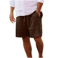 thumbnail image 1 of Miqool Men's Big & Tall Linen Shorts Casual Elastic Waist Drawstring Lightweight Summer Beach Vacation Yoga Golf Shorts with Pockets, 1 of 6