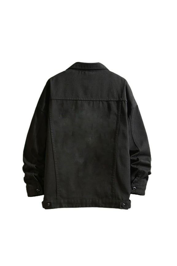 Men's Big & Tall Retro Unlined Denim Jacket, Classic Washed Stretch Casual Long Sleeve Loose Fit Button Down Jean Jacket Trucker Jacket with Pockets