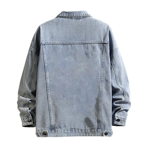 Miqool Men's Big & Tall Retro Unlined Denim Jacket, Classic Washed Stretch Casual Long Sleeve Loose Fit Button Down Jean Jacket Trucker Jacket with Pockets